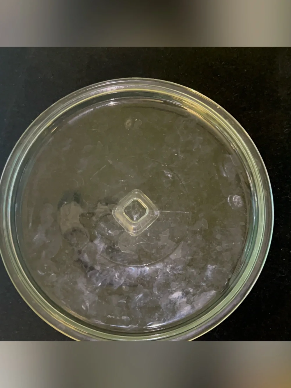 Vintage Clear Glass Lid with Square Knob 9.5 inch diameter
